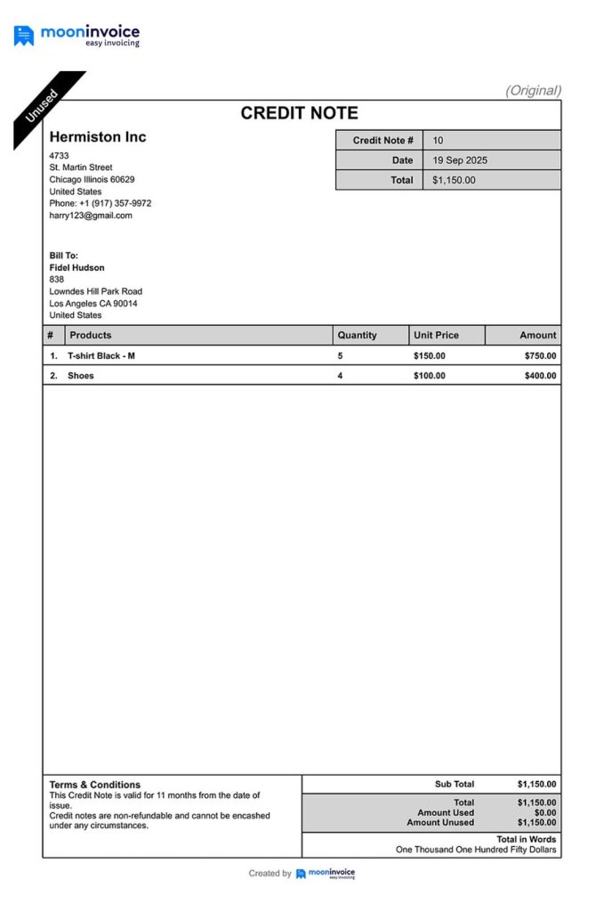 credit note