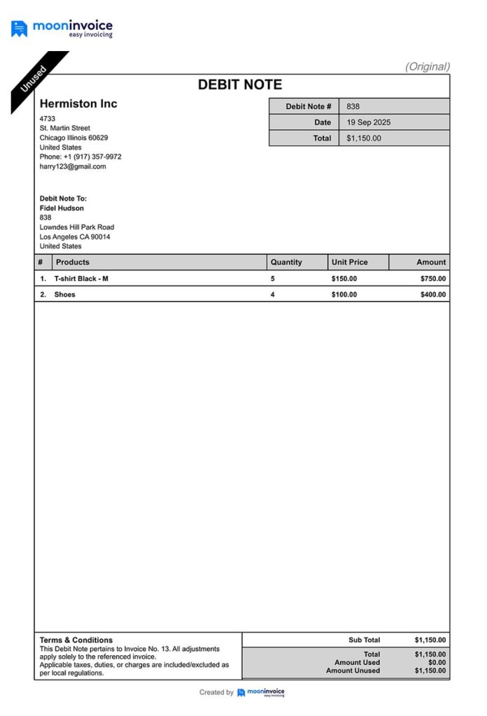debit note
