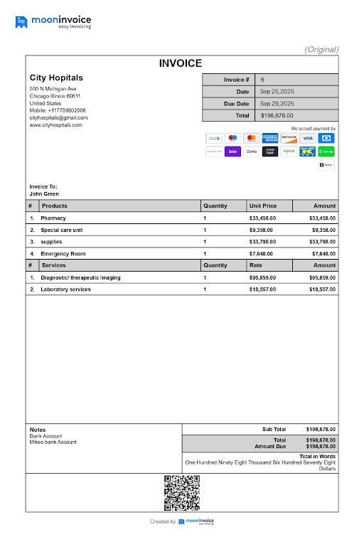 itemized bill