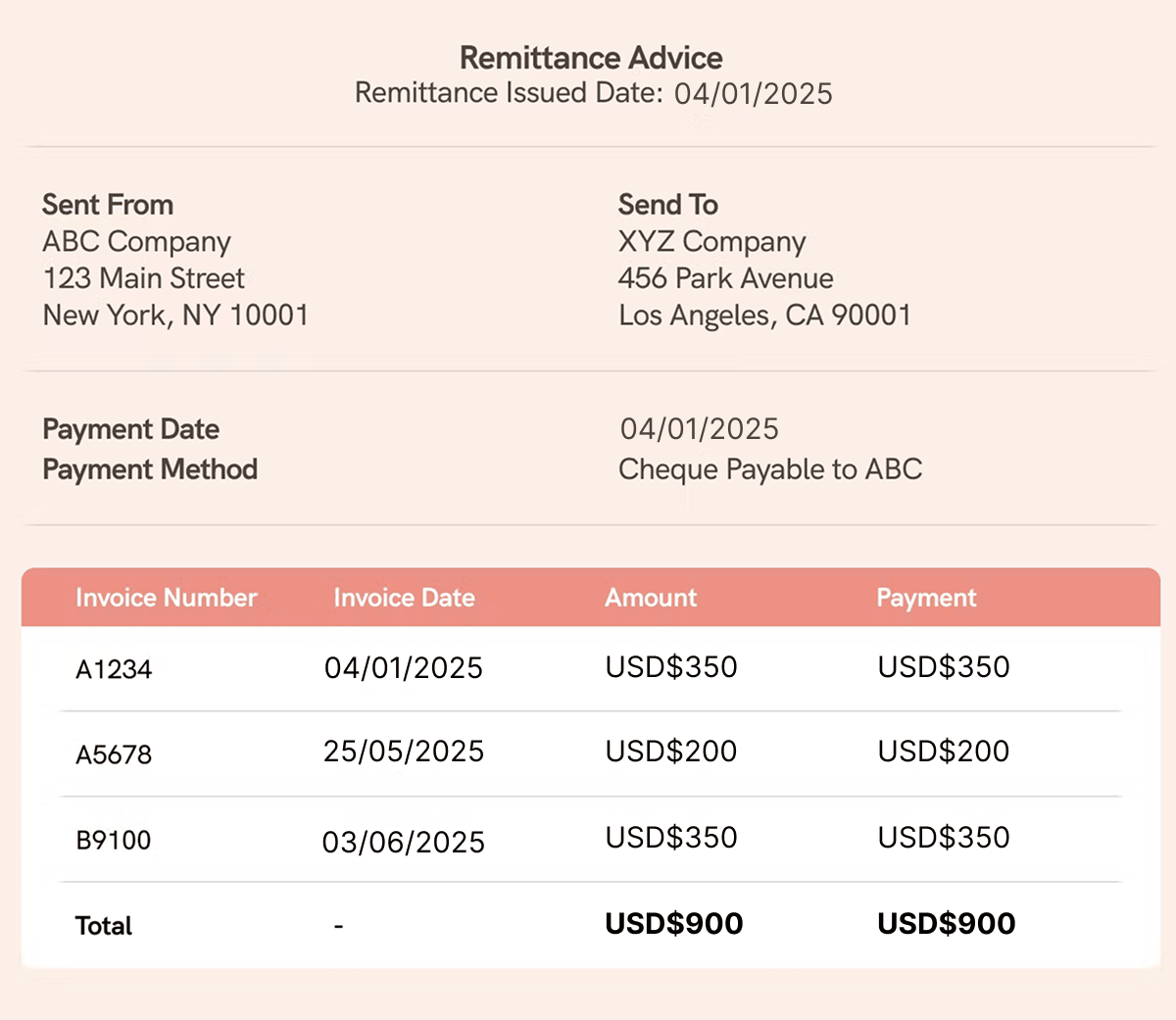 remittance advice template
