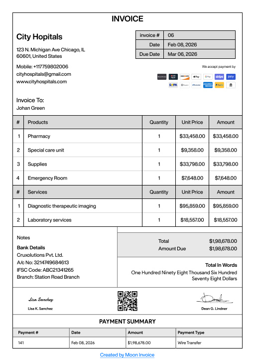 Itemized Bill Example