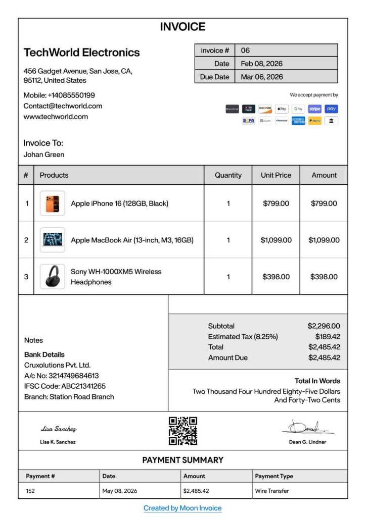 Example of an e-bill