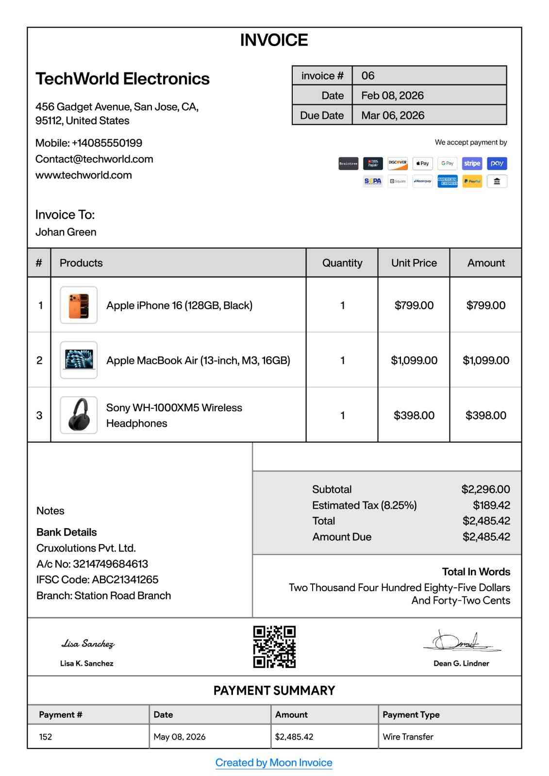 Invoice Example Invoice Example